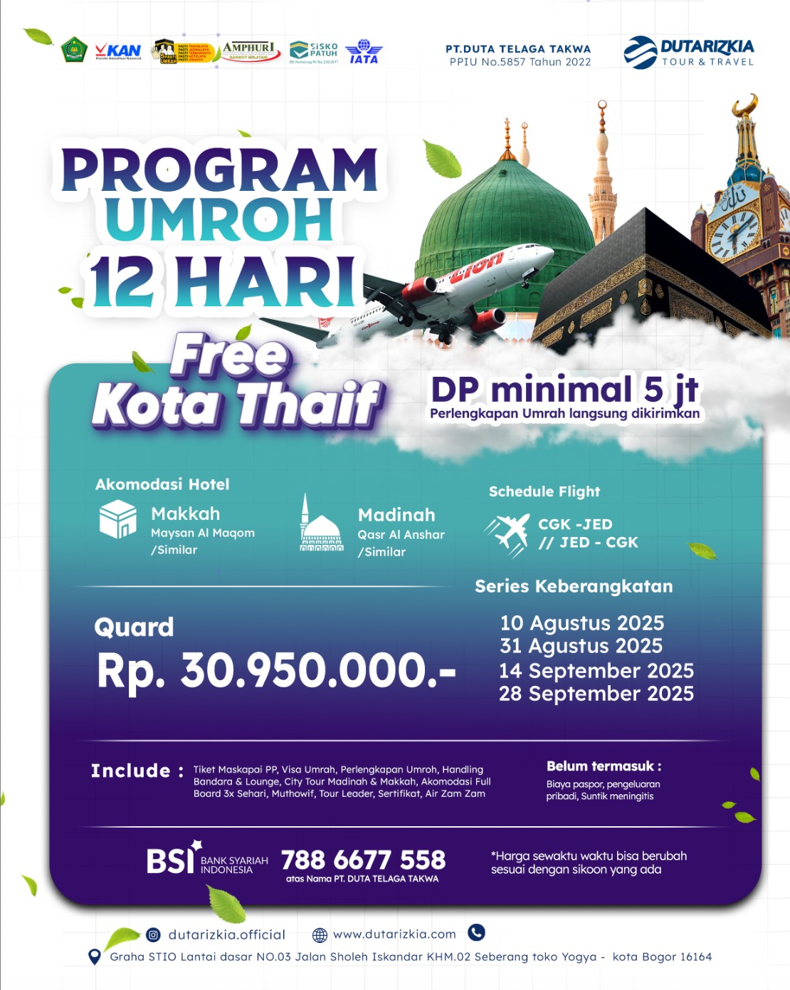 UMRAH 12 HARI PLUS KOTA THAIF